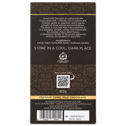 Camel Milk South Africa chocolate packaging information